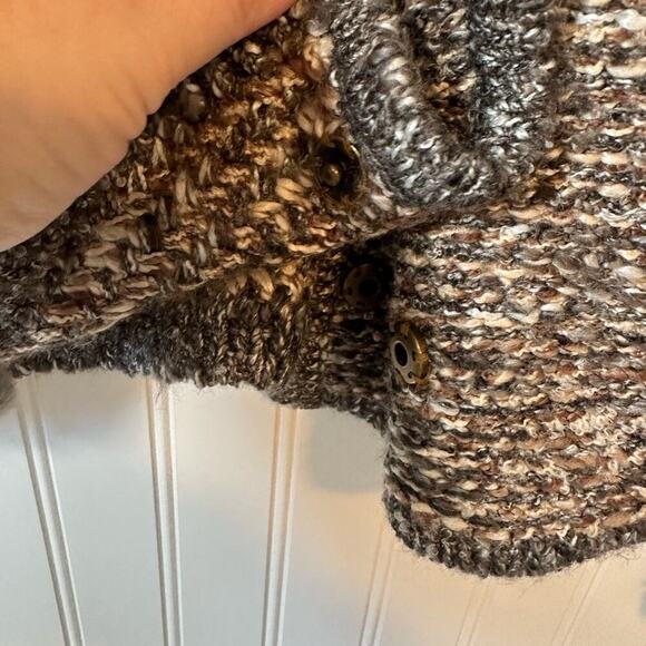 CABi‎ Button Cardigan Weave Design Brown and White Covered Buttons - Picture 5 of 6